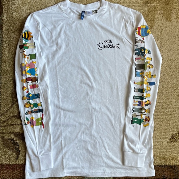 H&M Other - The Simpsons x H&M Graphic Long Sleeve, Mens M, White Multi Character Tee